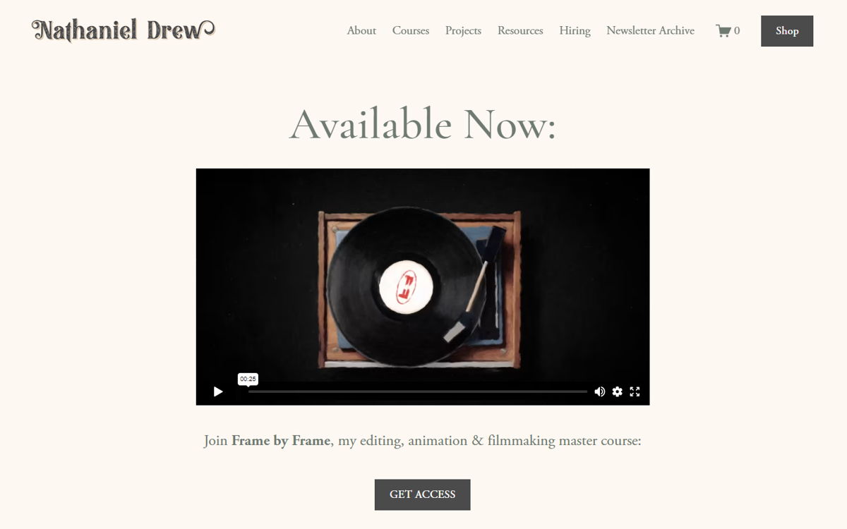 Screenshot of Nathaniel Drew, from the influencer websites collection.