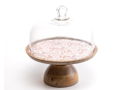 Jemmi Fall Decal Wood Cake Stand with Glass Dome Lid
