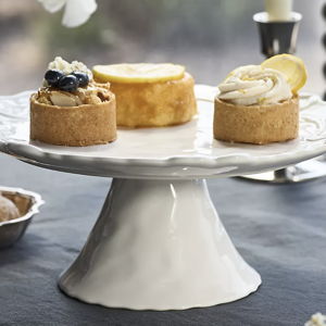 Benedita Bow Ceramic Stoneware Cake Stand - White