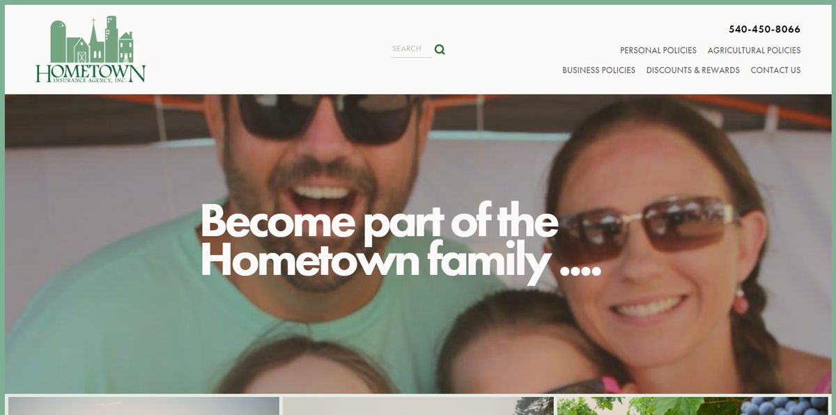 Screenshot of Hometown Insurance Agency, from the insurance agent websites collection.