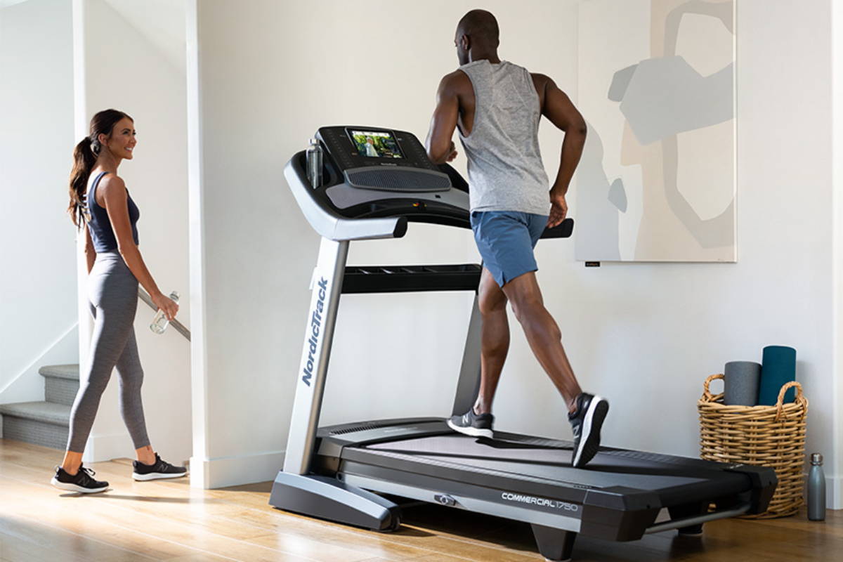 man training on cushioned treadmill