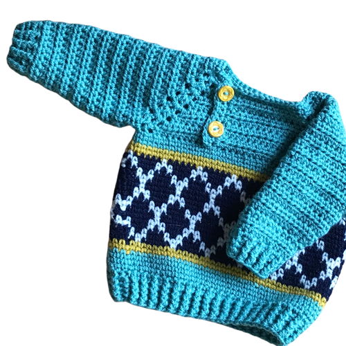 Haakpatroon baby- peutertruitje met schuine sluiting