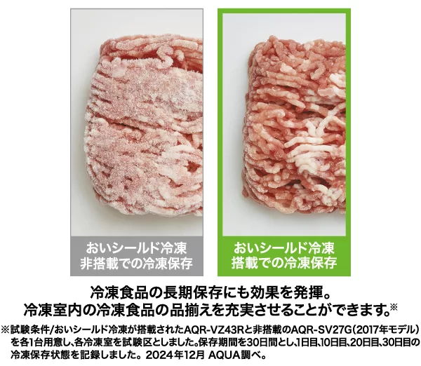 ひき肉に霜がつきにくい