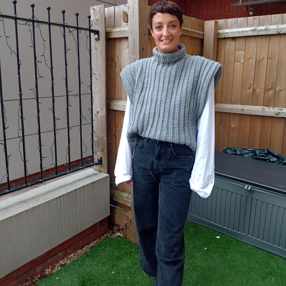 Haakpatroon: Boxy vest met mouwen