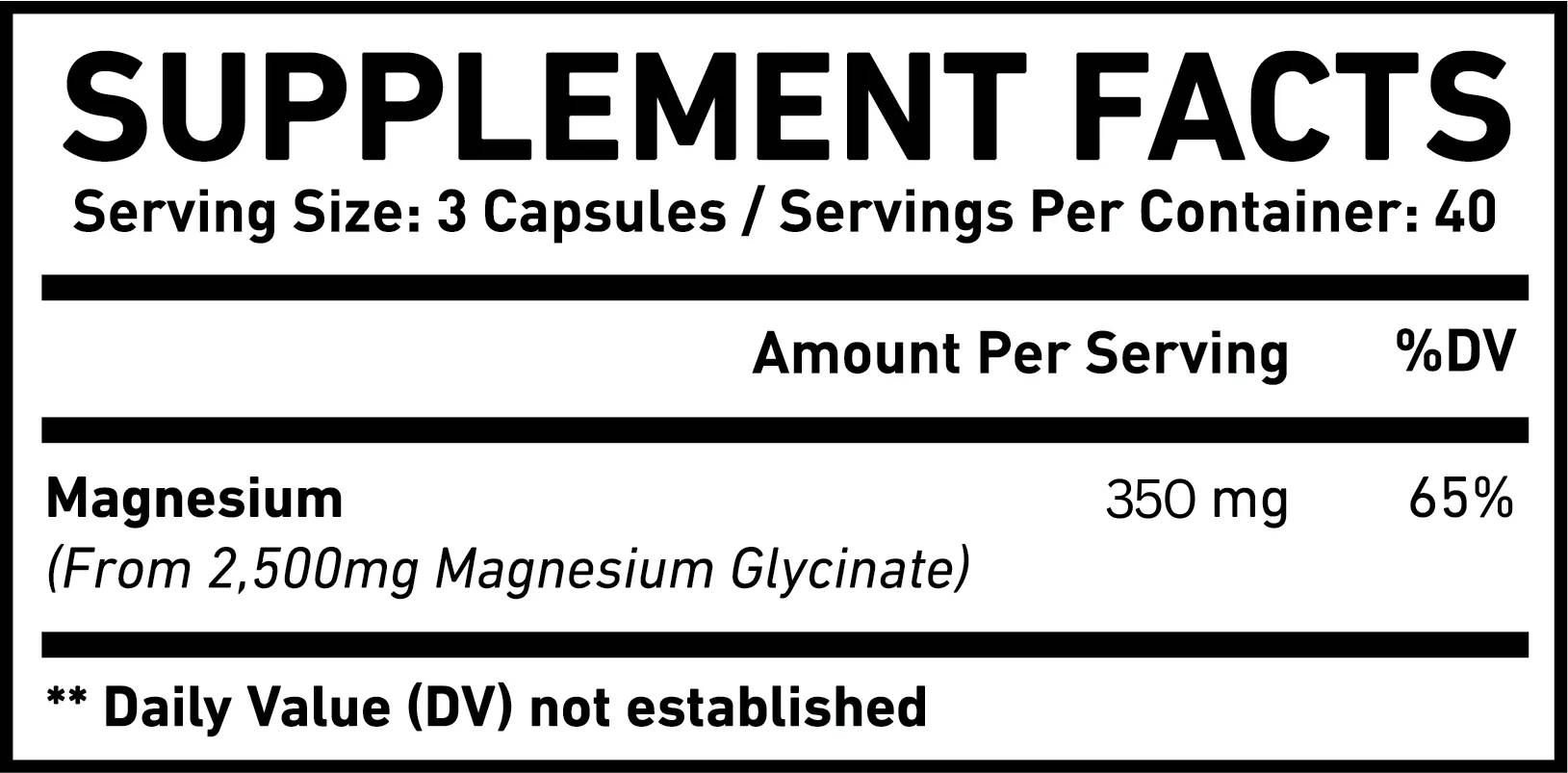 Supplement Facts of Magnesium Glycinate Singapore