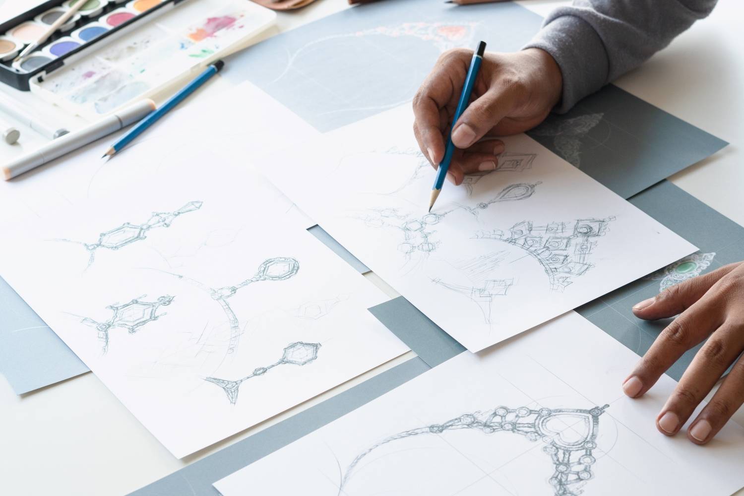 Designer sketching jewelry