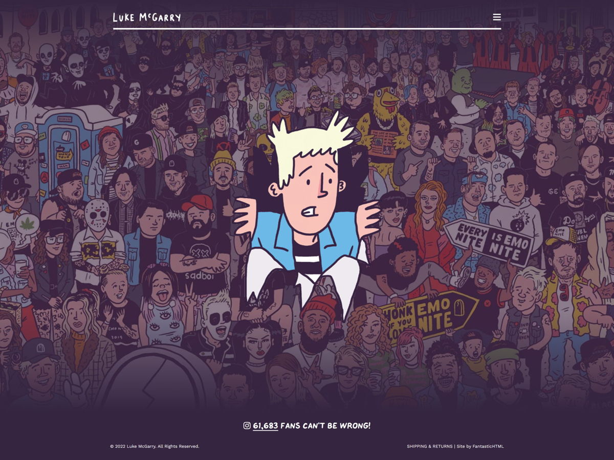Screenshot of Luke McGarry, from the purple websites collection.
