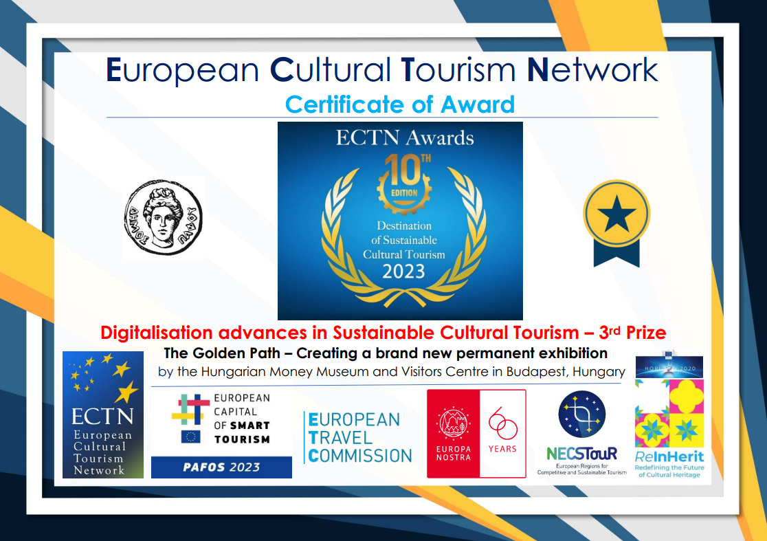 This project received the 3rd prize in the ECTN Awards 'Destination of Sustainable Cultural Tourism 2023', in the category 'Digitalisation advances and digital transition in Sustainable Cultural Tourism', by a joint jury with Europa Nostra and European Travel Commission also in the framework of ReInHerit Horizon 2020 CSA.