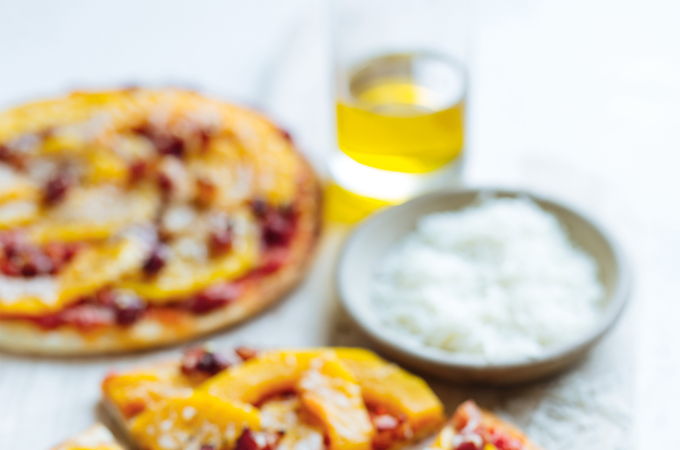 Squash and Bacon Pita Pizzas