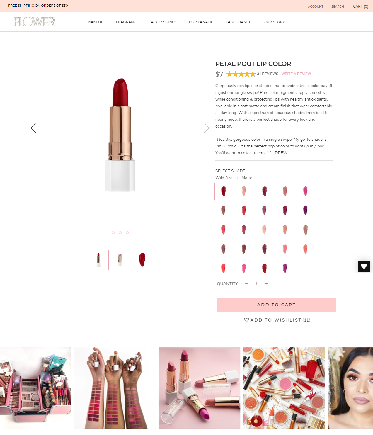 Flower Beauty website on Shopify platform