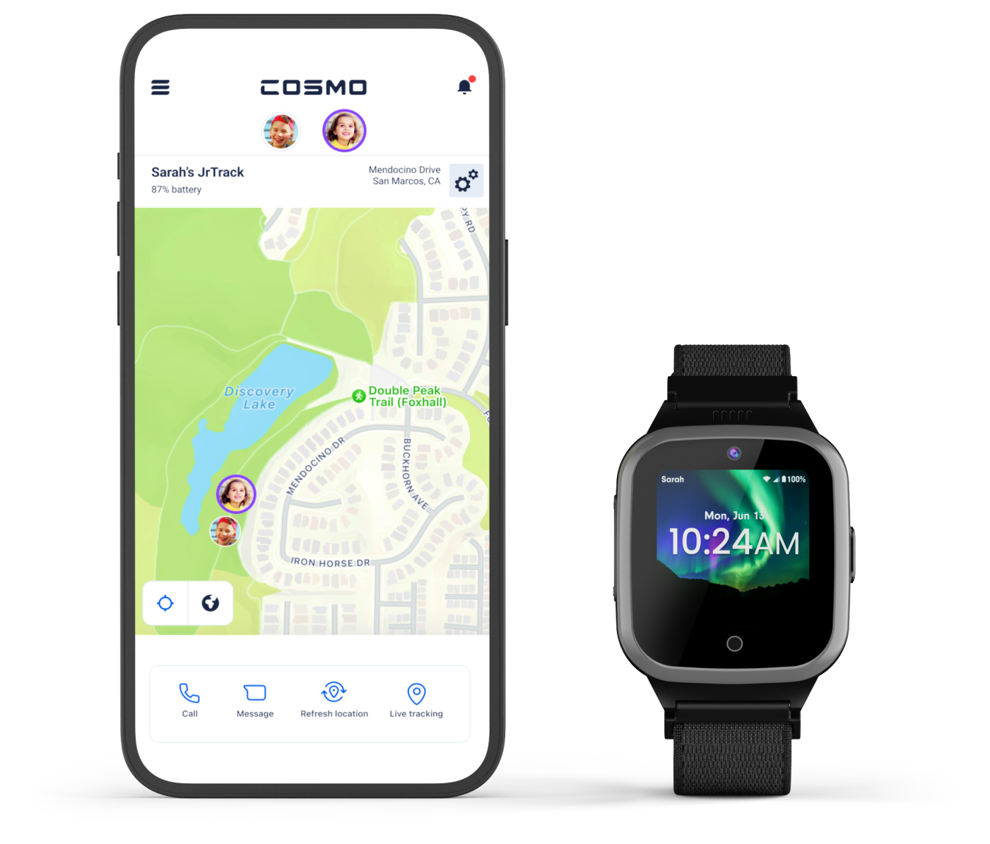 JrTrack Cosmo - Reloj inteligente 3 para niños | Teléfono celular seguro y  reloj rastreador GPS | Llamadas y mensajes de texto | Tarjeta SIM incluida