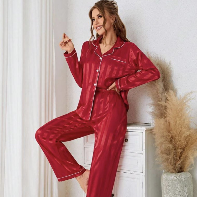 Red Satin Pyjama Set
