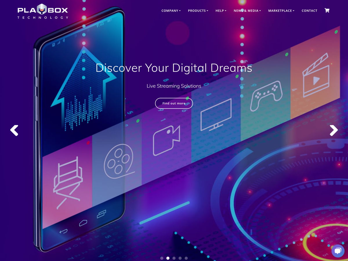 Screenshot of Playbox Technology, from the godaddy websites collection.