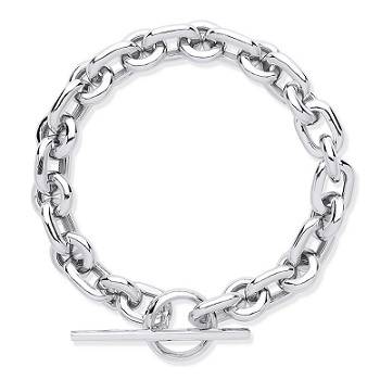Sterling silver T bar heavy link bracelet