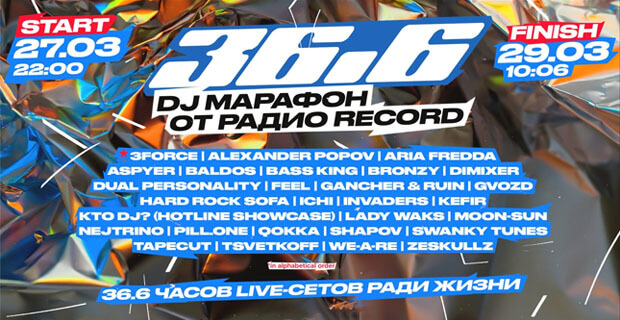 Смотри онлайн DJ Марафон «36.6» от Радио Record