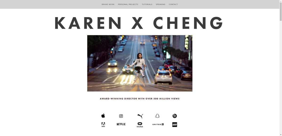 Screenshot of Karen X Cheng, from the videography websites collection.