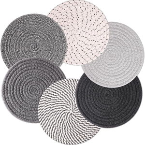 Billbotk 8" Trivets for Hot Dishes, Hot pots and Pans, 6 Heat Resistant Hot Pads, Pot Holders for Kitchen, Hot Plate Mats for Kitchen Countertops, Table, Home Essentials, Farmhouse Decor