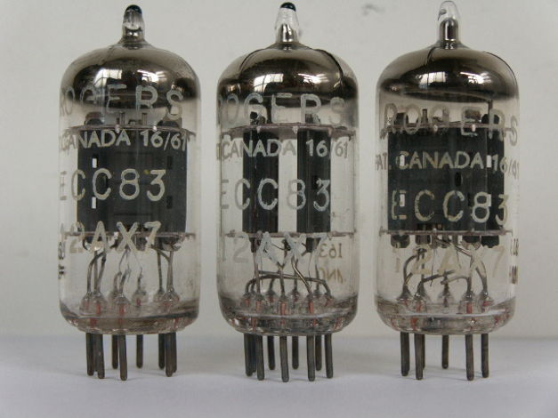 3 MATCHING ECC83,12AX7 ROGERS AMPEREX TUBES,TEST STRONG...