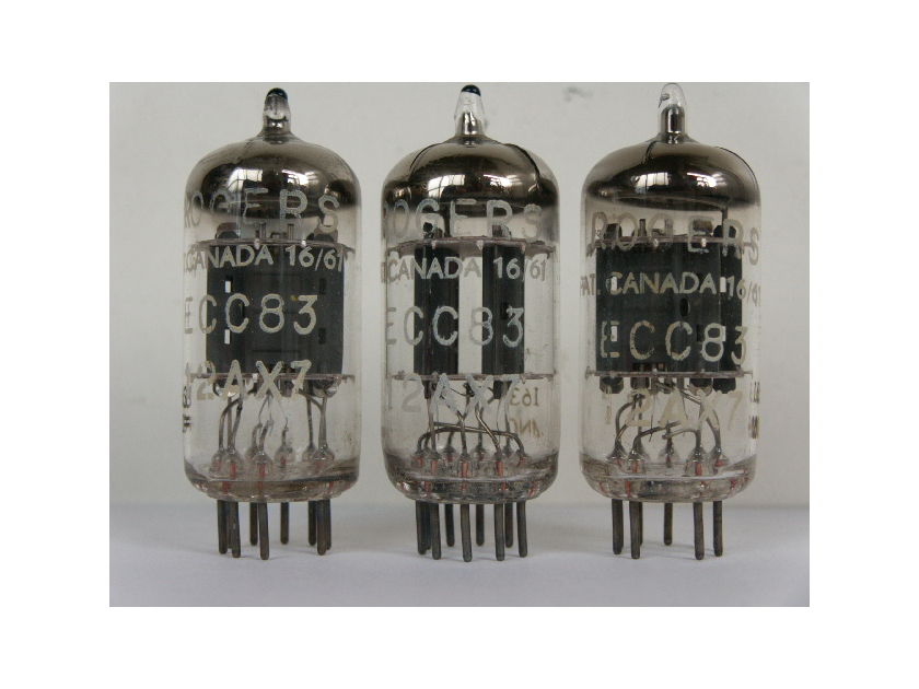 3 MATCHING ECC83,12AX7 ROGERS AMPEREX TUBES,TEST STRONG MADE IN HOLLAND