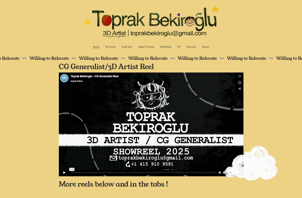 Screenshot of Toprak Bekiro, from the 3d artist portfolios collection.
