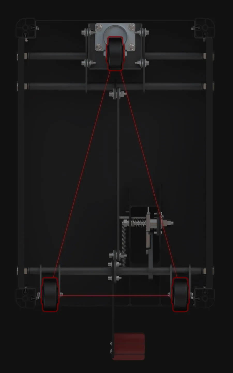 Compass RT-S Router Table Stand three wheels are strategically arranged in a triangular layout offering enhanced stability during operation