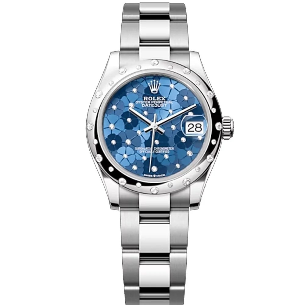 Domed Diamond-Set Floral Motif Oyster Bracelet Box and Papers 2024