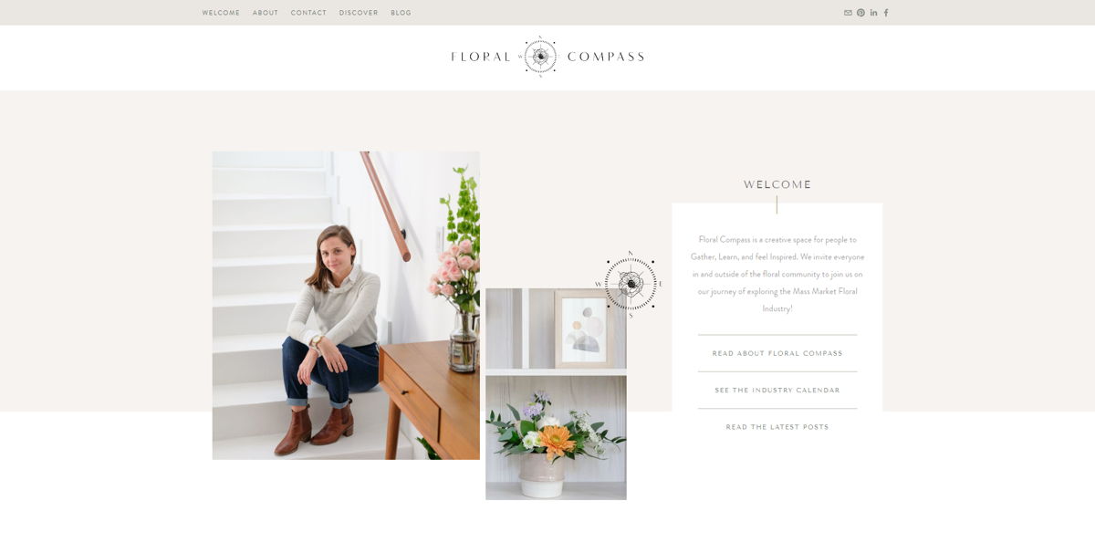 Screenshot of Floral Compass, from the squarespace blog examples collection.