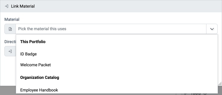 Link Material dialog