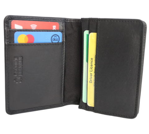Quality Full Grain Cow Hide Leather Wallet / Card Holder. Black. Style No: 11014