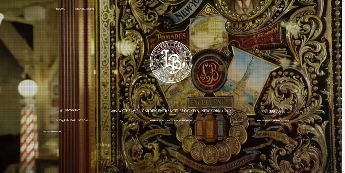 Screenshot of Ludlow Blunt, from the barber & barbershop websites collection.