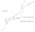 Map of tea farm locations in Japan