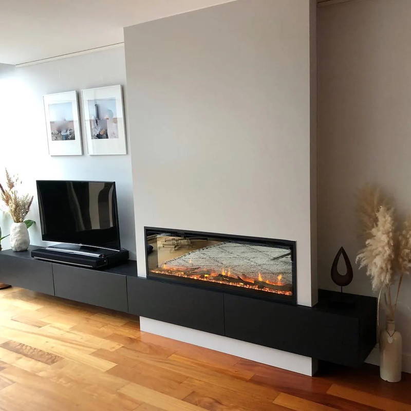 TV-meubel met inbouwhaard op maat, klantproject Houtenmeubelshop