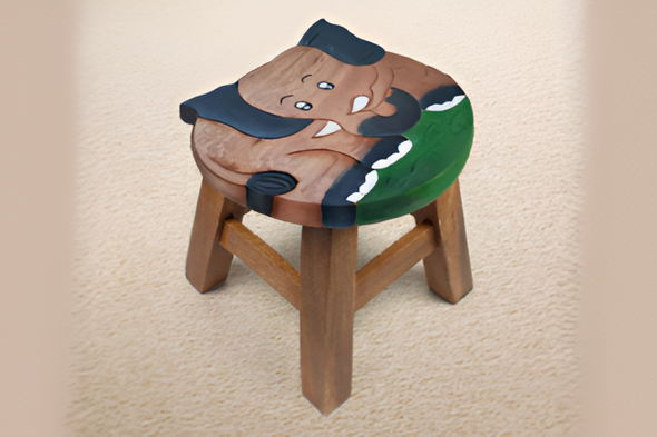 Children's Wooden Stool ELEPHANT Themed Chair Toddlers Step sitting Stool V2