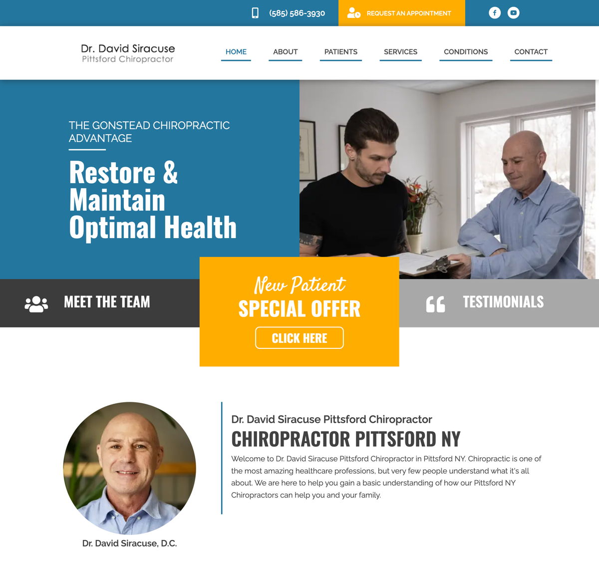 Screenshot of Pitsford Chiropractor, from the local business websites collection.