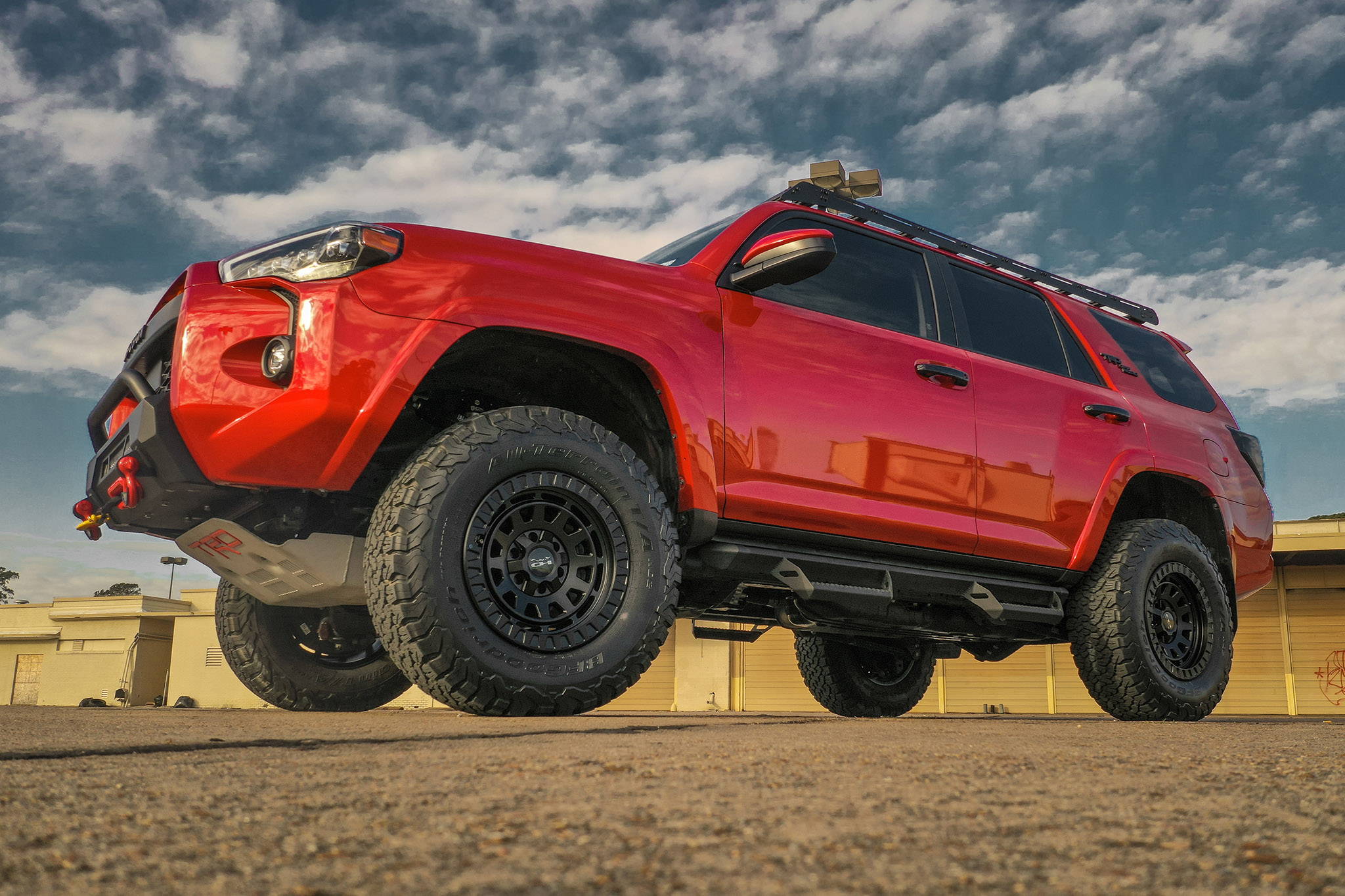 Red 2022 Toyota 4-Runner TRD Off-Road Lifted HD Overland Sector VENTURE 17x9.0 in All Satin Black
