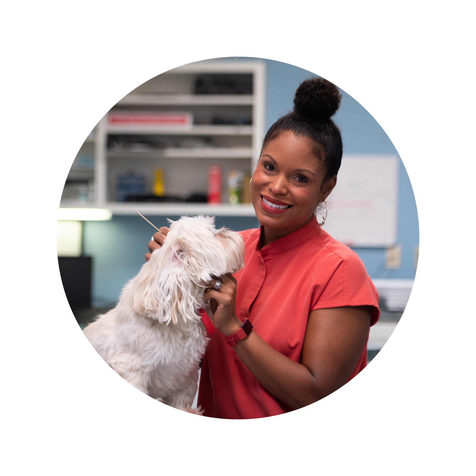 Veterinarian Dr. Joya Griffin with a dog patient