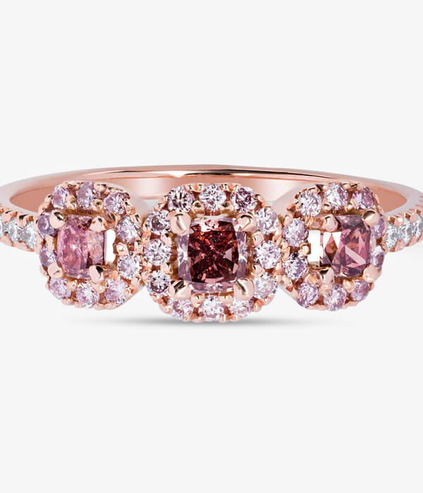 Pink three stone ring