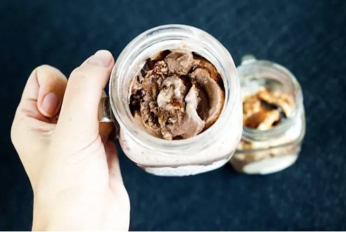 Mason Jar Keto Chocolate and Vanilla Ice Cream