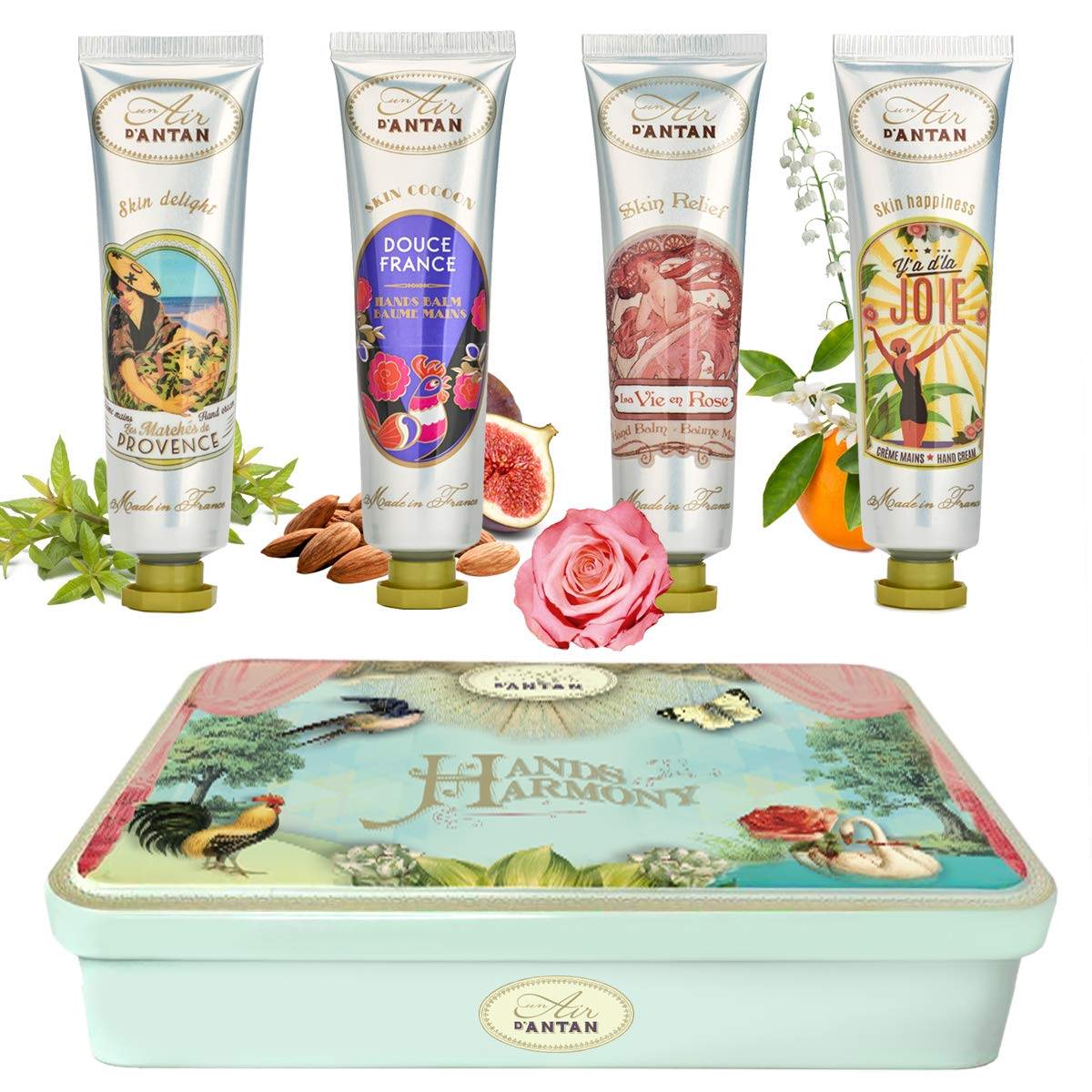 Hand Cream Set From Un Air d'Antan Having Main Ingredients such as Shea Butter, Aloe Vera, Almond Oil Which Are Very Good For Hands In Winter.