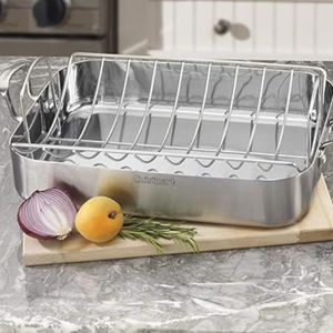 Cuisinart Multiclad Pro Triple Ply Stainless Cookware 16-inch Roasting Pan Skillet, Rectangular Roaster w/Rack
