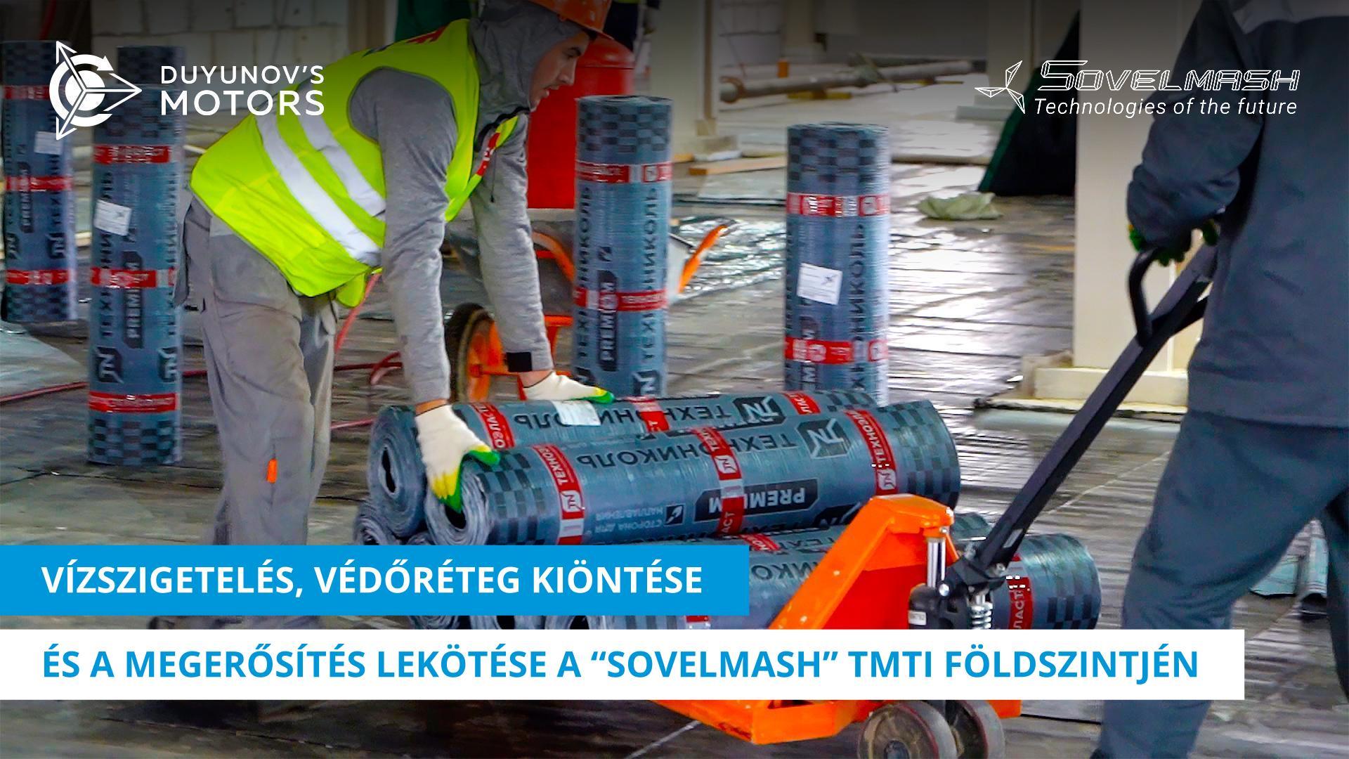 „Sovelmash" TMTI földszintjének vízszigetelése, a védőréteg kiöntése és a megerősítés lekötése