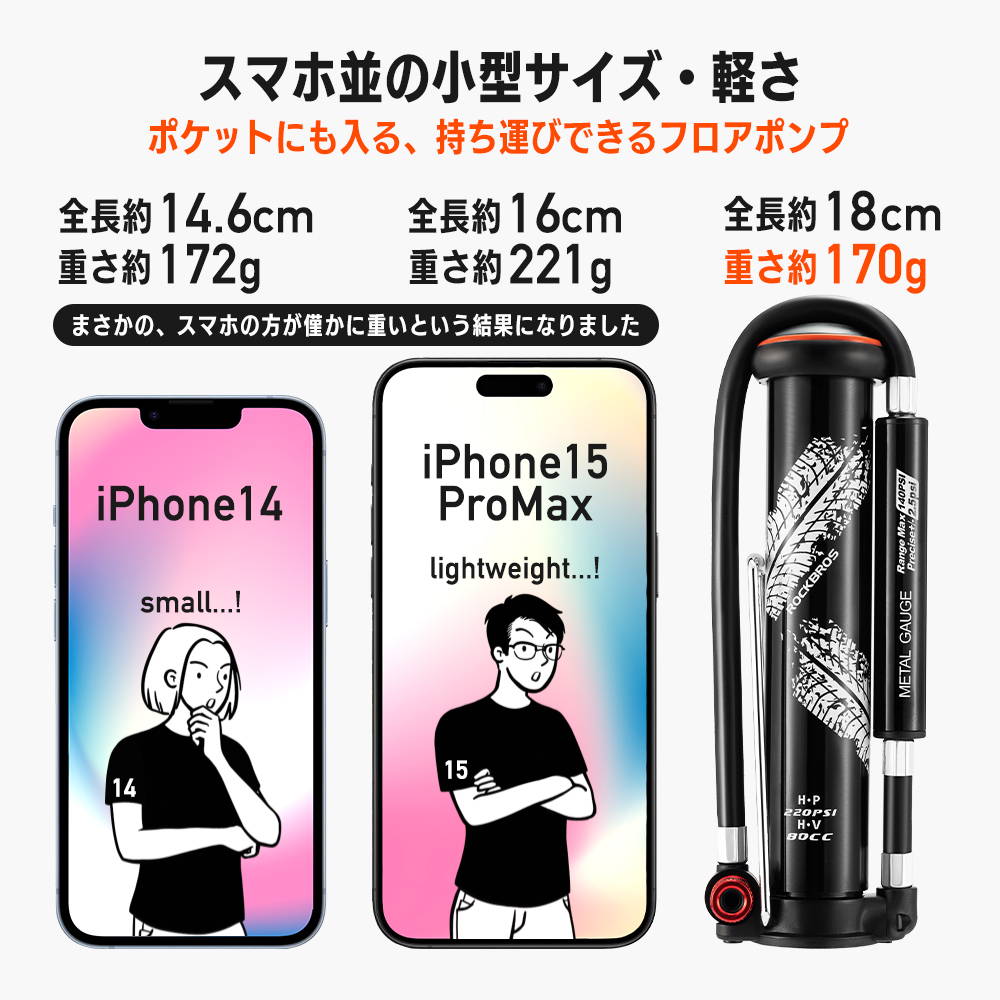ROCKBROS 携帯できるフロアポンプ 42310005001 – ROCKBROSJP
