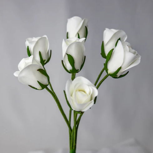 White Velveteen Rose Bud - Realistic Artificial Flowers - Image 3