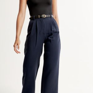 Women's A&F Sloane Tailored Wide Leg Pant, Navy, Size 30 Regular