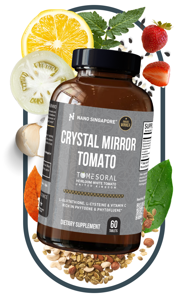 A bottle of Nano Singapore's best probiotic supplement surrounded by fruit