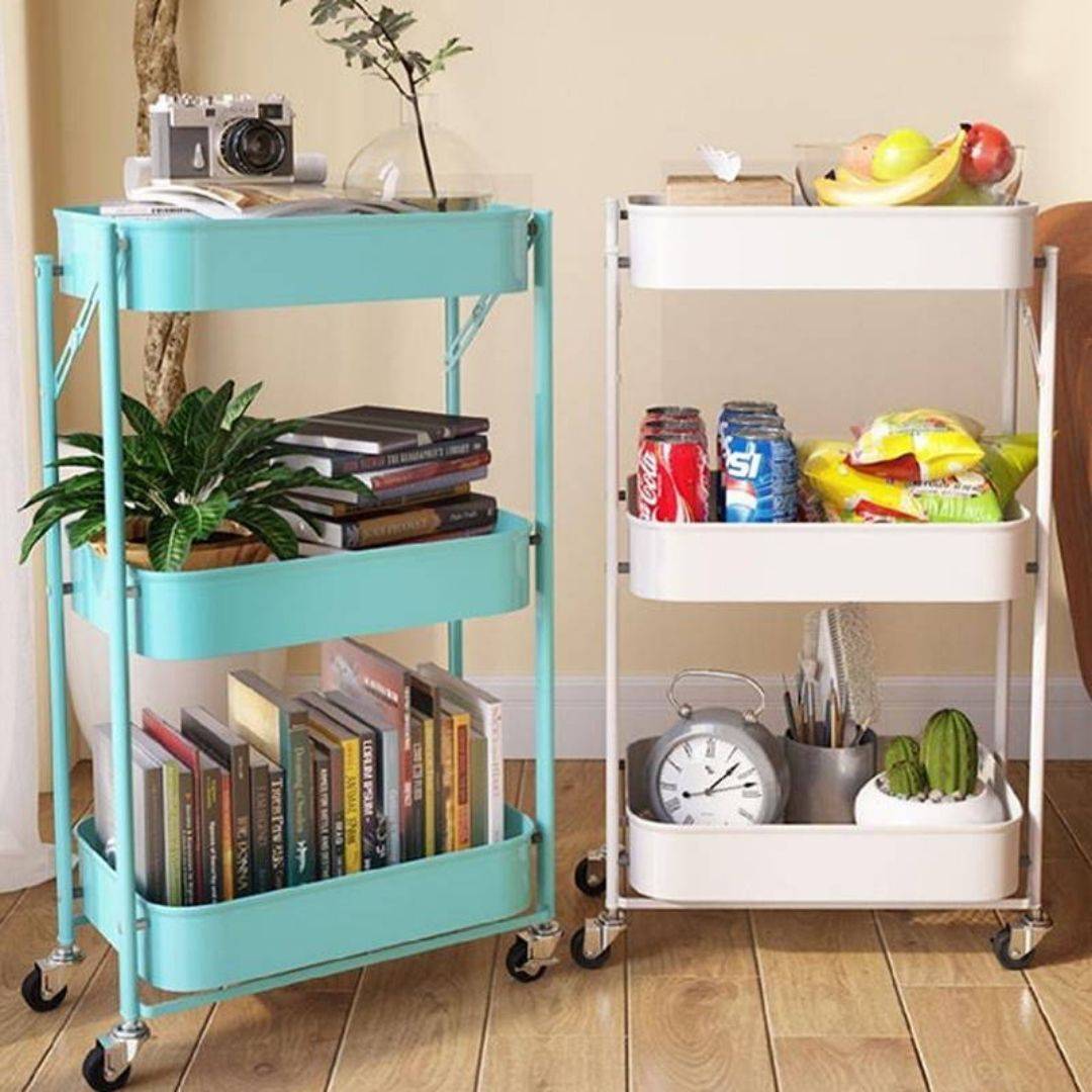 utility cart, rolling shelf, 3 tier shelf
