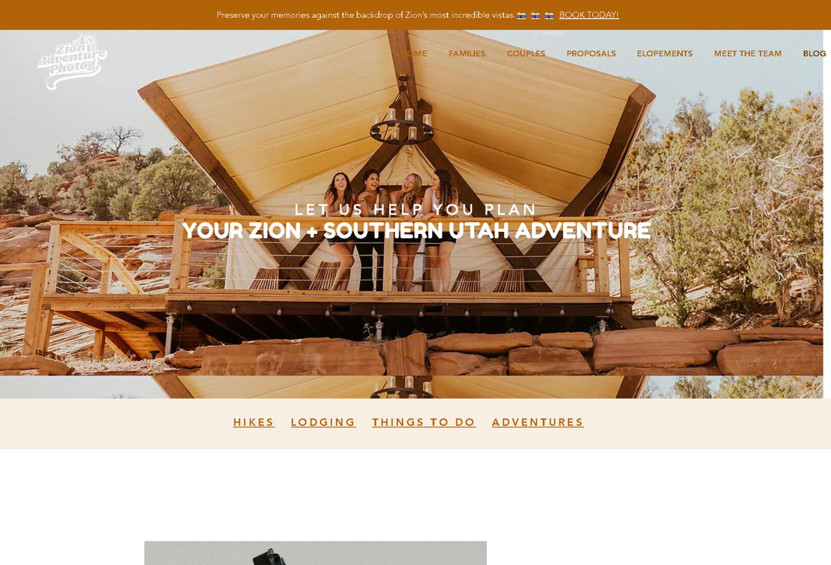 Screenshot of Zion Adventure Photog, from the brown websites collection.