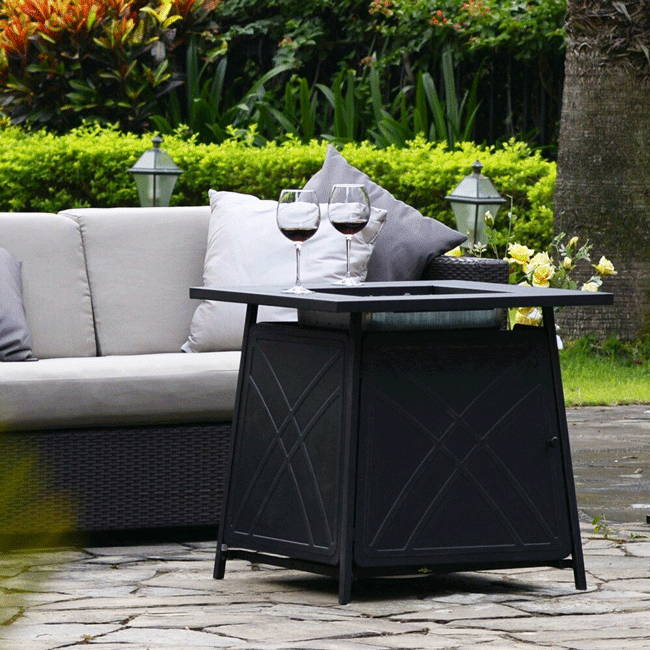 Modern Free Standing Outdoor Propane Patio Firepit Table