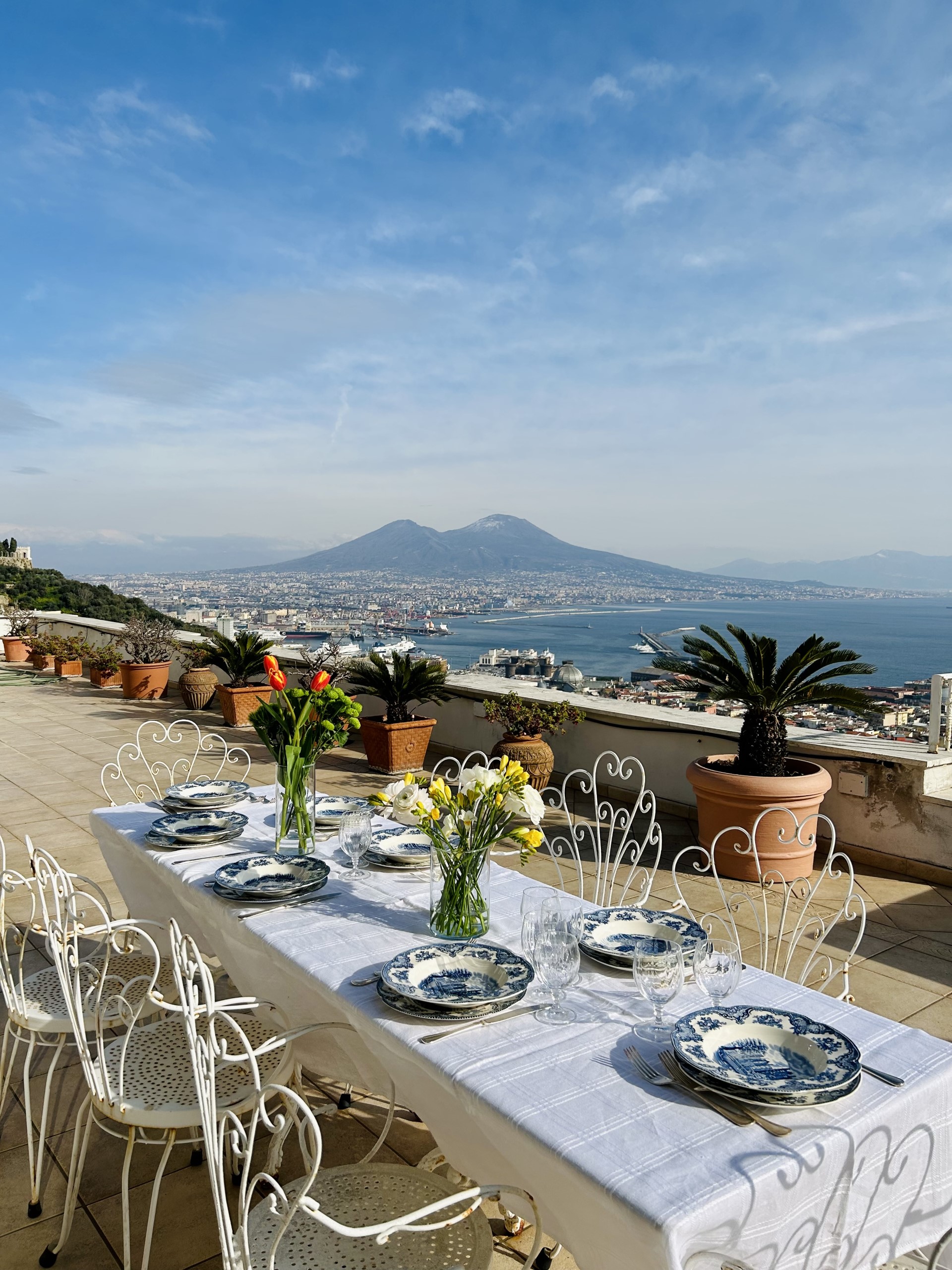 Homemade pasta with a view of the Bay of Naples!