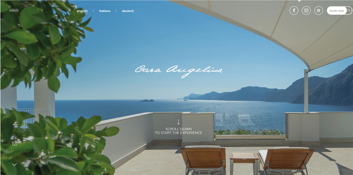 Screenshot of Casa Angelina, from the hotel websites collection.